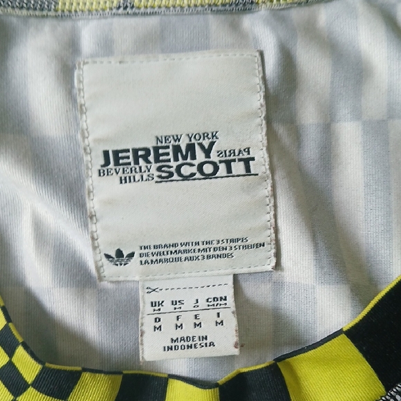 Adidas Jeremy Scott Checkered Long Sleeve Shirt - Yellow, Pink, Black - Picture 4 of 8
